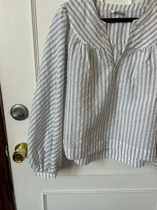 Joe's Jeans White Striped Peasant Blouse - Picture 2 of 4